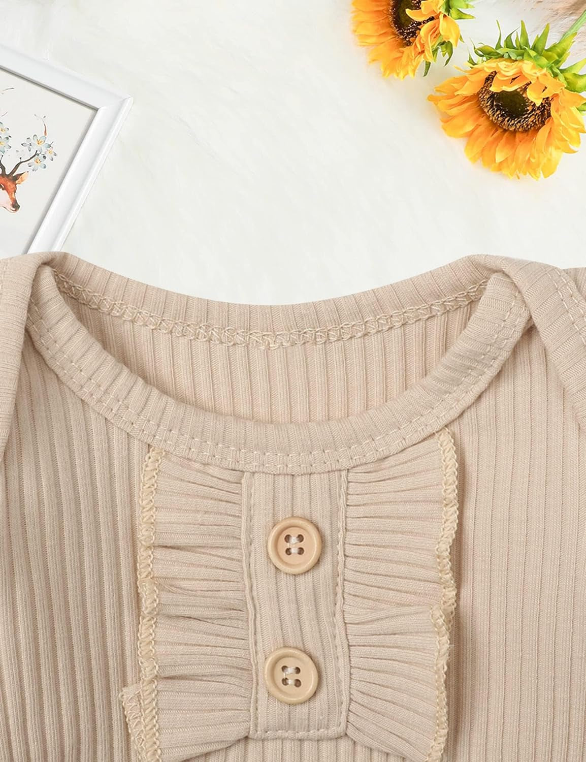 Baby Girls Clothes Cute Baby Clothes Girls Romper + Pant 3Pcs Winter Outfit Newborn Light Brown