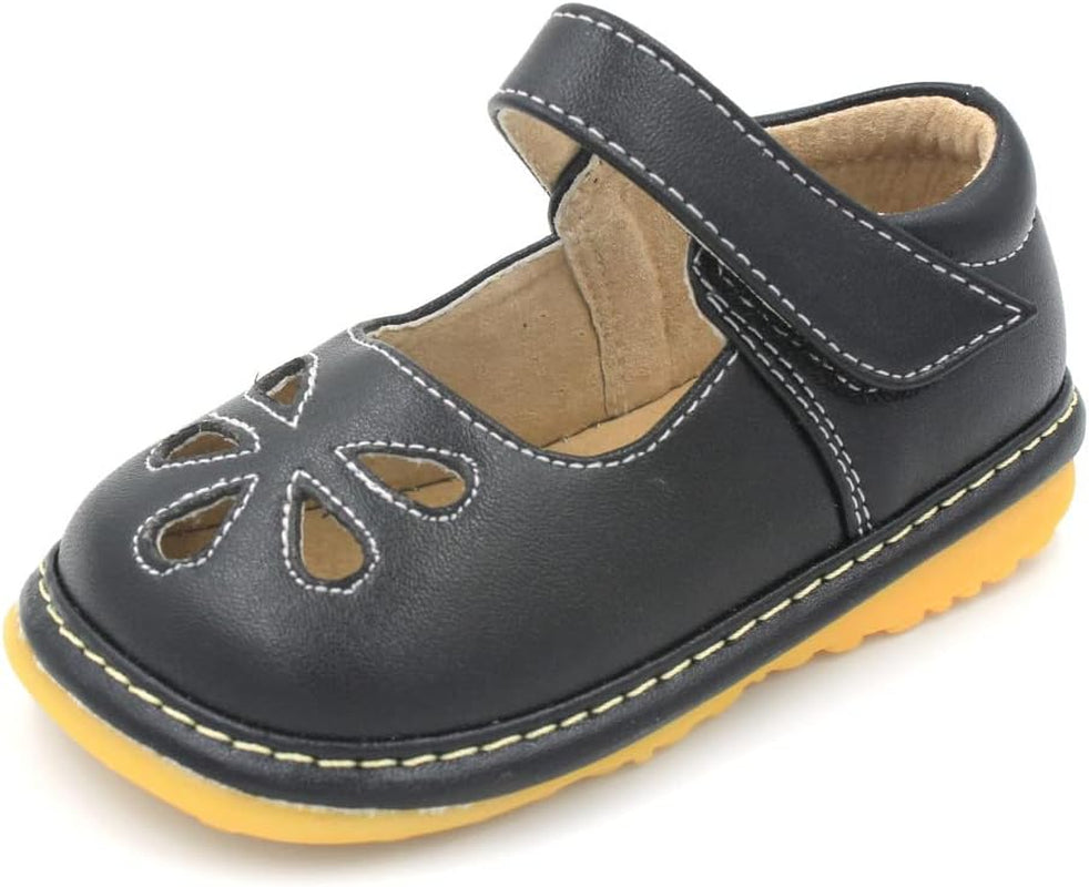 Mary Jane Squeaky Shoes for Toddler Girls, Ideal Walking Shoes with Removable Squeaker and Adjustable Velcro Strap - Soft Sole Shoes for Little Girls